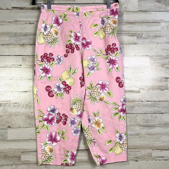 BRIGGS PETITE CAPRI COLORFUL PINK TROPICAL PRINT BEACH SUMMER SIZE 12 - Picture 1 of 9